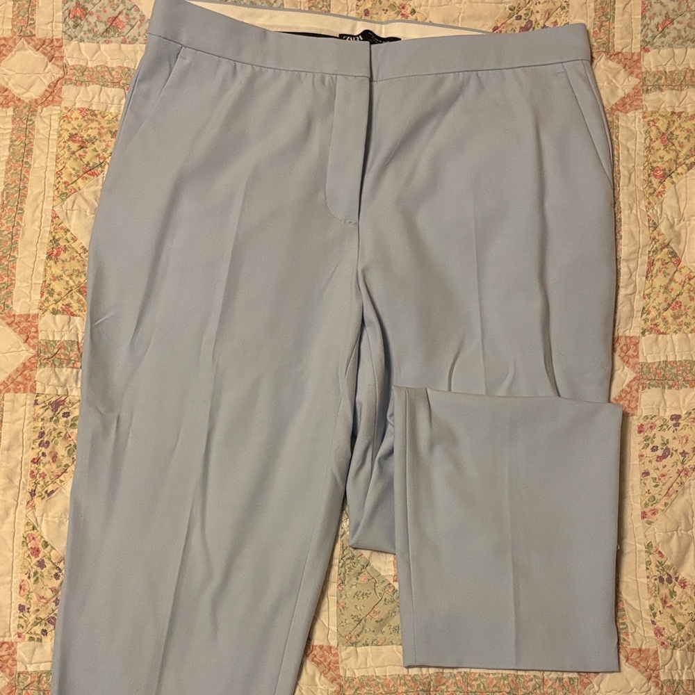 Zara Women's Sky Blue ankle length dress pant